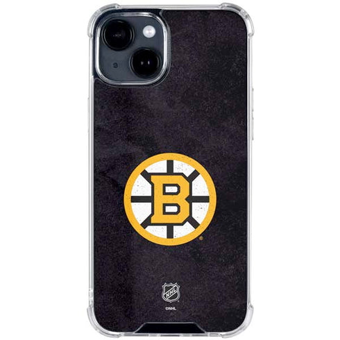 NHL Boston Bruins Distressed iPhone 15 Plus Clear Case