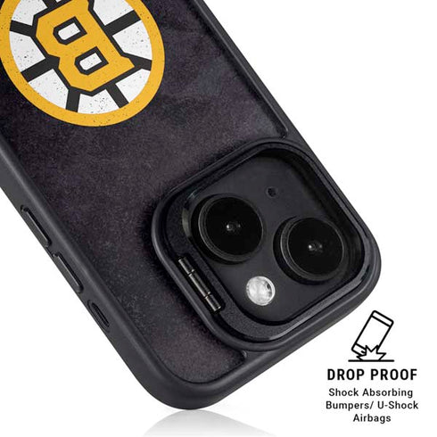 NHL Boston Bruins Distressed iPhone 15 Plus Kickstand Case