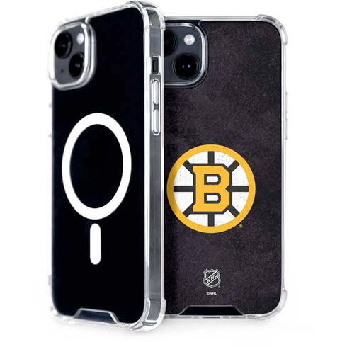 NHL Boston Bruins Distressed iPhone 15 Plus MagSafe Case