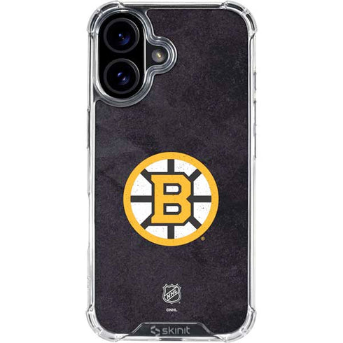 NHL Boston Bruins Distressed iPhone 16 Plus Clear Case