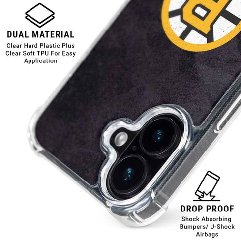 NHL Boston Bruins Distressed iPhone 16 Plus Clear Case