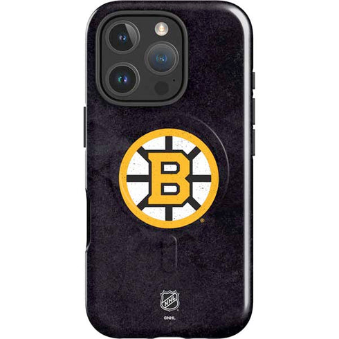 NHL Boston Bruins Distressed iPhone 16 Pro Max Magsafe Impact Case