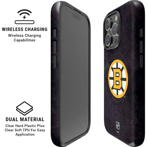 NHL Boston Bruins Distressed iPhone 16 Pro Max Magsafe Impact Case