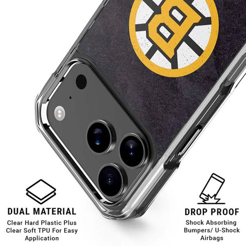 NHL Boston Bruins Distressed iPhone 17 Pro Clear Case