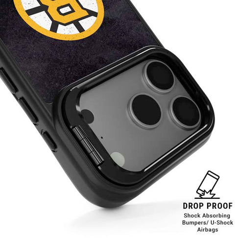 NHL Boston Bruins Distressed iPhone 17 Pro Kickstand Case
