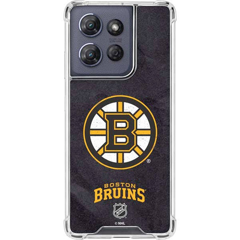 NHL Boston Bruins Distressed Moto G 5G (2025) Clear Case