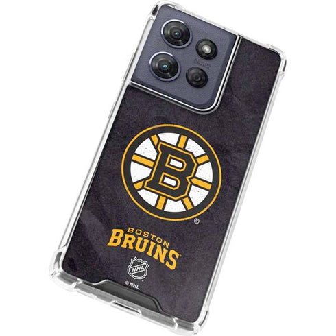 NHL Boston Bruins Distressed Moto G 5G (2025) Clear Case
