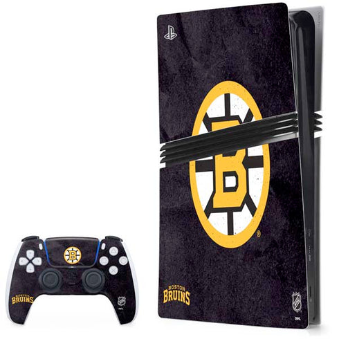 NHL Boston Bruins Distressed PS5 Pro Bundle Skin