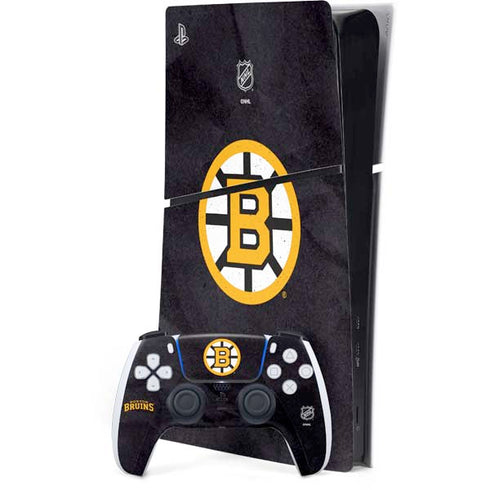 NHL Boston Bruins Distressed PS5 Slim Digital Edition Bundle Skin