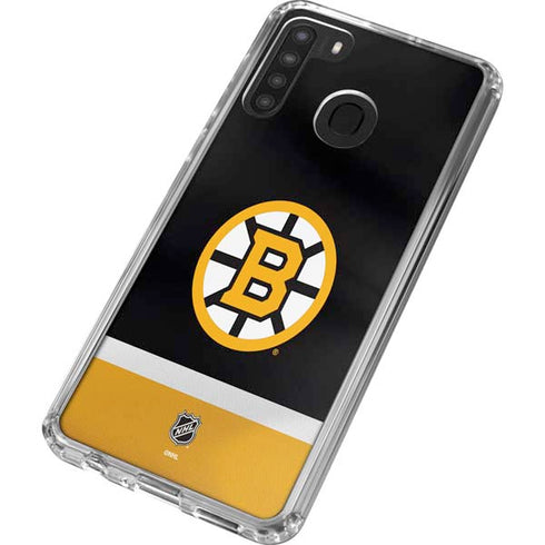NHL Boston Bruins Jersey Galaxy A21 Clear Case