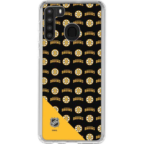 NHL Boston Bruins Pattern Galaxy A21 Clear Case