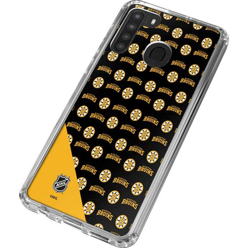 NHL Boston Bruins Pattern Galaxy A21 Clear Case