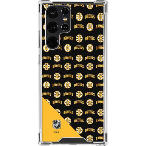 NHL Boston Bruins Pattern Galaxy S22 Ultra Clear Case
