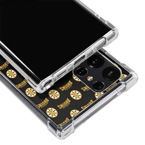 NHL Boston Bruins Pattern Galaxy S22 Ultra Clear Case