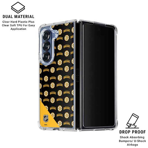 NHL Boston Bruins Pattern Galaxy Z Fold7 Clear Case