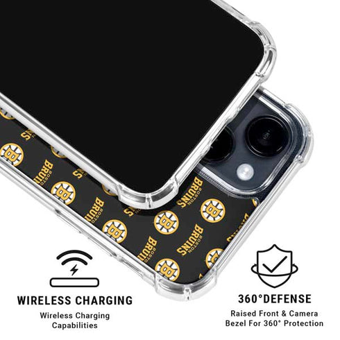 NHL Boston Bruins Pattern iPhone 14 Plus Clear Case