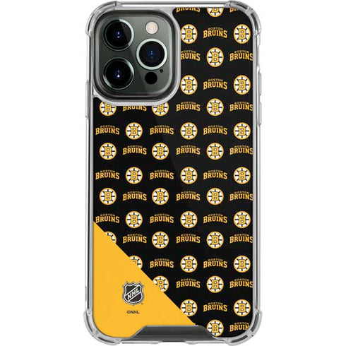 NHL Boston Bruins Pattern iPhone 14 Pro Max Clear Case