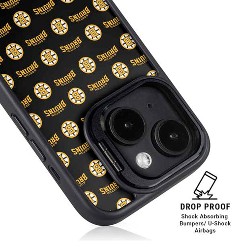 NHL Boston Bruins Pattern iPhone 15 Kickstand Case