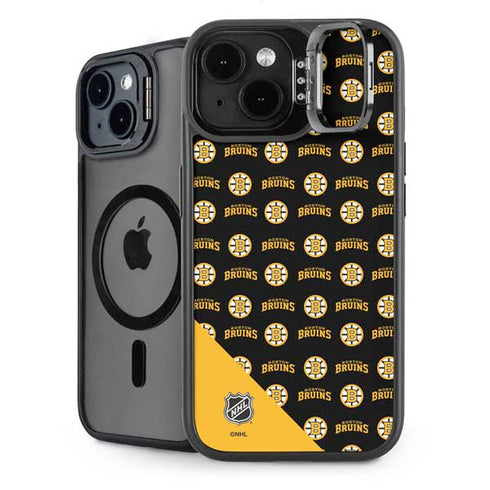 NHL Boston Bruins Pattern iPhone 15 Plus Kickstand Case