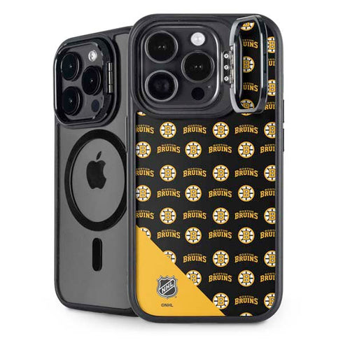 NHL Boston Bruins Pattern iPhone 15 Pro Max Kickstand Case