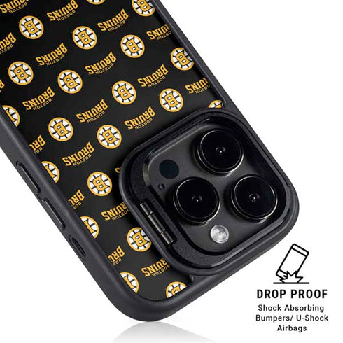 NHL Boston Bruins Pattern iPhone 15 Pro Max Kickstand Case