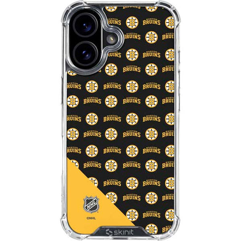 NHL Boston Bruins Pattern iPhone 16 Clear Case
