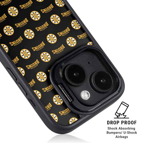 NHL Boston Bruins Pattern iPhone 16 Kickstand Case