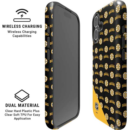 NHL Boston Bruins Pattern iPhone 16 Plus Magsafe Impact Case