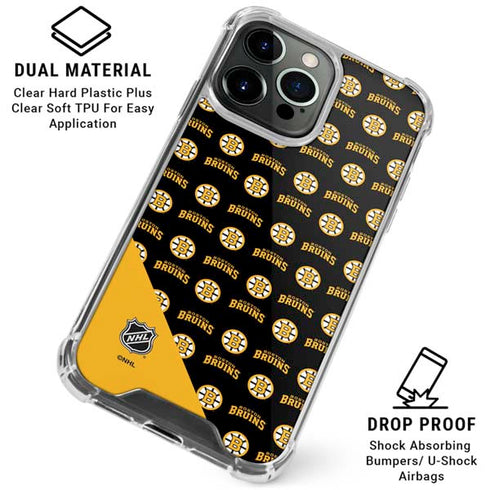 NHL Boston Bruins Pattern iPhone 16 Pro Clear Case