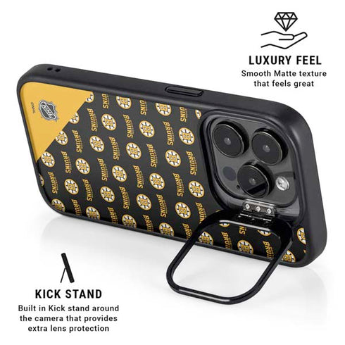 NHL Boston Bruins Pattern iPhone 16 Pro Kickstand Case
