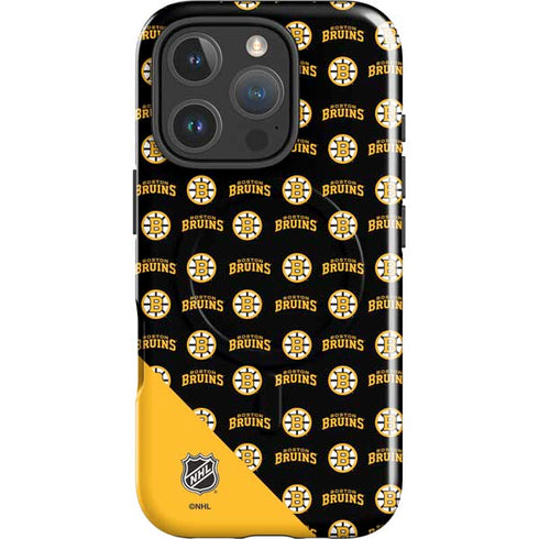 NHL Boston Bruins Pattern iPhone 16 Pro Magsafe Impact Case