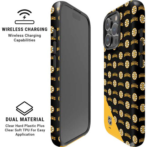 NHL Boston Bruins Pattern iPhone 16 Pro Magsafe Impact Case