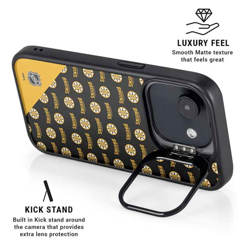 NHL Boston Bruins Pattern iPhone 16e Kickstand Case