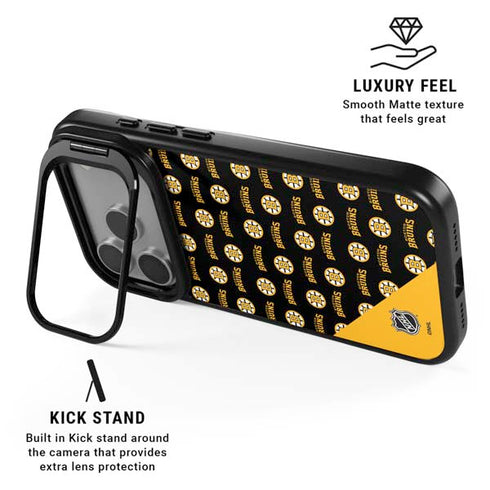NHL Boston Bruins Pattern iPhone 17 Pro Max Kickstand Case