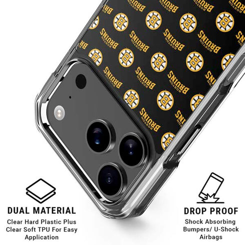 NHL Boston Bruins Pattern iPhone 18 Pro Clear Case
