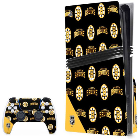 NHL Boston Bruins Pattern PS5 Pro Disk Bundle Skin