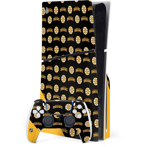 NHL Boston Bruins Pattern PS5 Slim Disk Bundle Skin