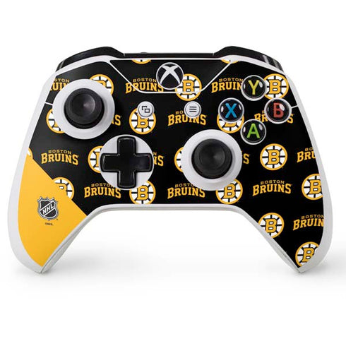 NHL Boston Bruins Pattern Xbox One S Console and Controller Bundle Skin