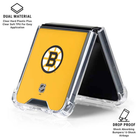 NHL Boston Bruins Solid Background Galaxy Z Flip7 Clear Case