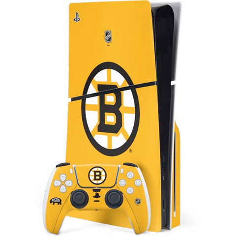 NHL Boston Bruins Solid Background PS5 Slim Disk Bundle Skin
