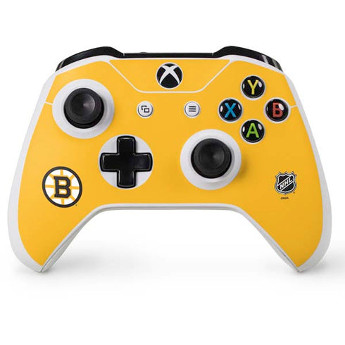 NHL Boston Bruins Solid Background Xbox One S Console and Controller Bundle Skin