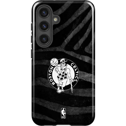 NBA Boston Celtics Black Animal Print Galaxy S25 Plus Impact Case