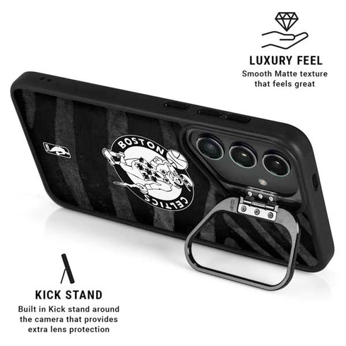 NBA Boston Celtics Black Animal Print Galaxy S25 Plus Kickstand Case