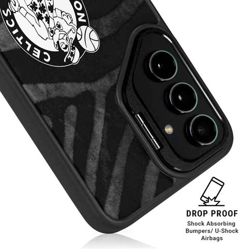 NBA Boston Celtics Black Animal Print Galaxy S25 Plus Kickstand Case