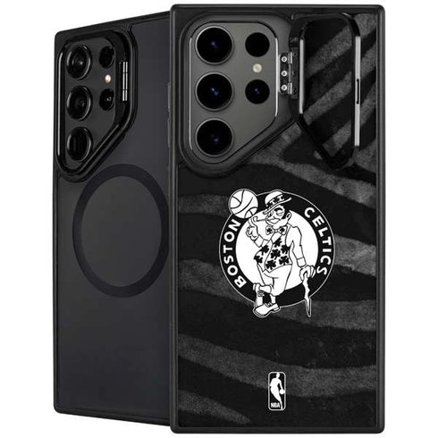 NBA Boston Celtics Black Animal Print Galaxy S25 Ultra Kickstand Case