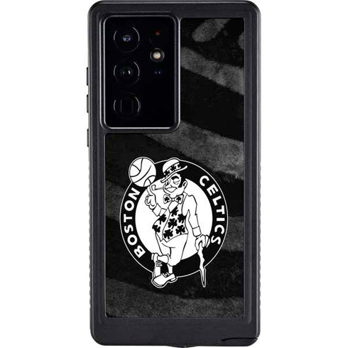 NBA Boston Celtics Black Animal Print Galaxy S24 Ultra Waterproof Case