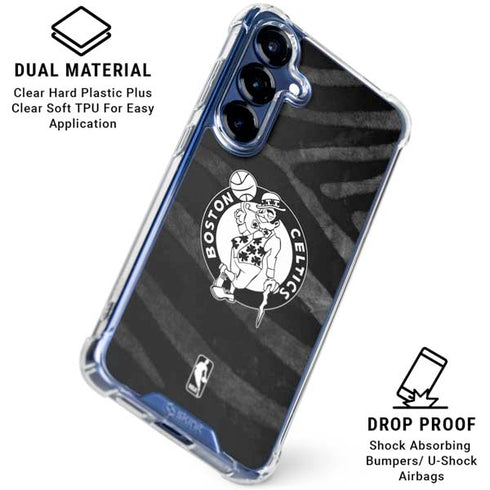 NBA Boston Celtics Black Animal Print Galaxy S25 Plus Clear Case