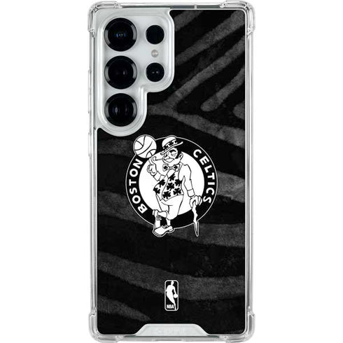 NBA Boston Celtics Black Animal Print Galaxy S25 Ultra Clear Case