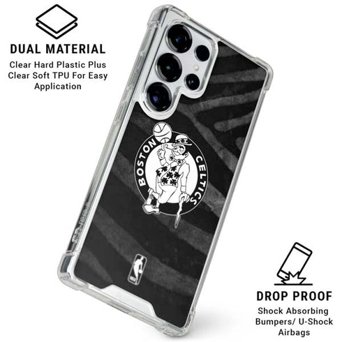 NBA Boston Celtics Black Animal Print Galaxy S25 Ultra Clear Case