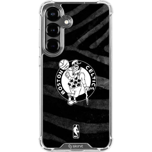 NBA Boston Celtics Black Animal Print Galaxy S26 Plus Clear Case
